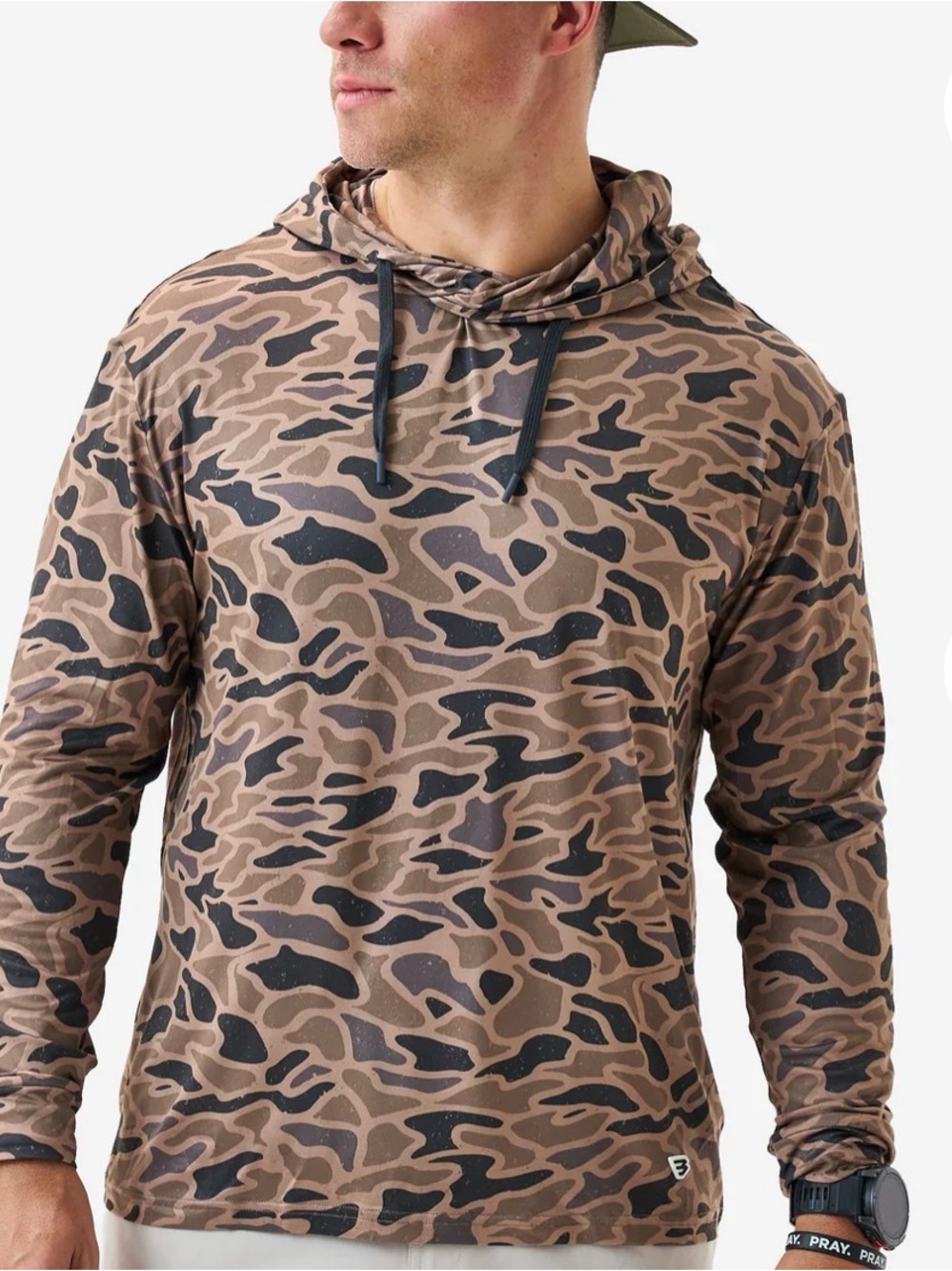 BURLEBO Men's Brown Gauge Camo performance Hoodie- small